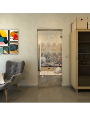 Pendeltür - Fineprint Model 013 Weiss auf Klarglas