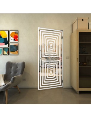 Pendeltür - Fineprint Model 014 Weiss auf Klarglas