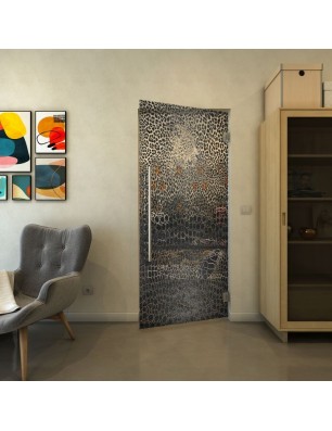 Pendeltür - Fineprint Model 015 Schwarz auf Klarglas