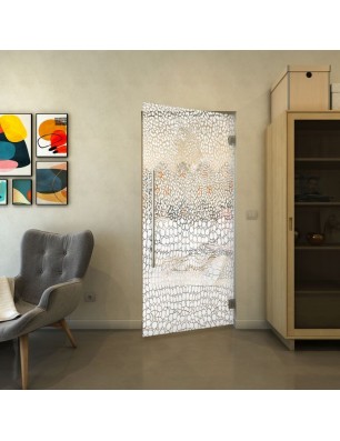 Pendeltür - Fineprint Model 015 Weiss auf Klarglas