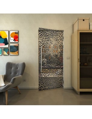 Pendeltür - Fineprint Model 016 Schwarz auf Klarglas