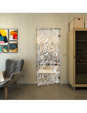 Pendeltür - Fineprint Model 017 Weiss auf Klarglas