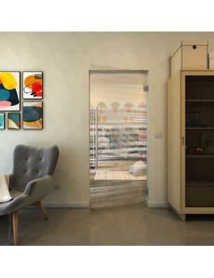 Pendeltür - Fineprint Model 019 Weiss auf Klarglas