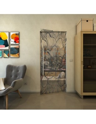 Pendeltür - Fineprint Model 020 Schwarz auf Klarglas