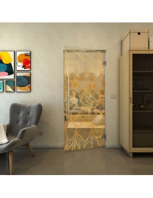 Pendeltür - Fineprint Model 020 Gold auf Klarglas