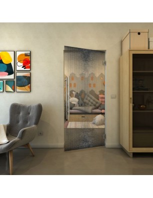 Pendeltür - Fineprint Model 024 Schwarz auf Klarglas