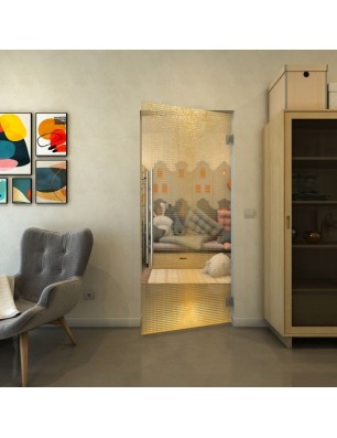 Pendeltür - Fineprint Model 024 Gold auf Klarglas