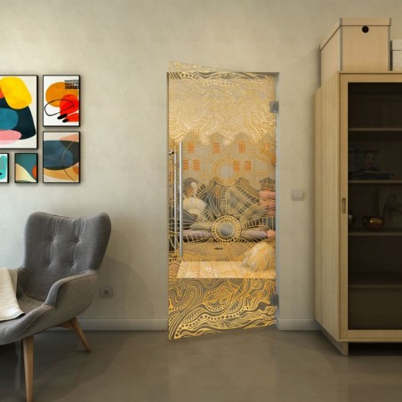 Pendeltür - Fineprint Model 030 Gold auf Klarglas