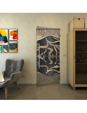 Pendeltür - Fineprint Model 031 Schwarz auf Klarglas