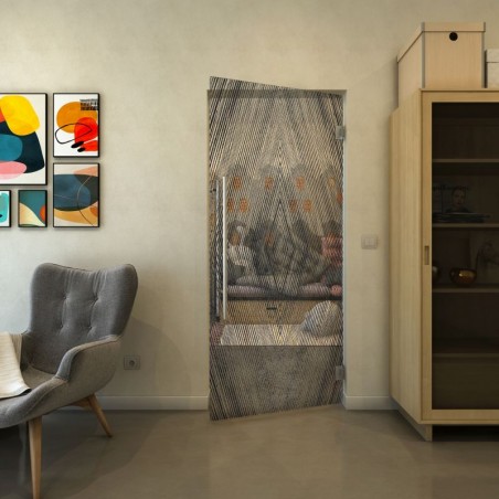 Pendeltür - Fineprint Model 034 Schwarz auf Klarglas