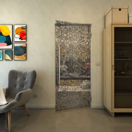 Pendeltür - Fineprint Model 036 Schwarz auf Klarglas