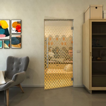 Pendeltür - Fineprint Model 038 Gold auf Klarglas
