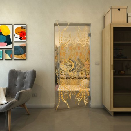 Pendeltür - Fineprint Model 039 Gold auf Klarglas