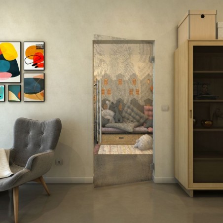 Pendeltür - Fineprint Model 045 Schwarz auf Klarglas