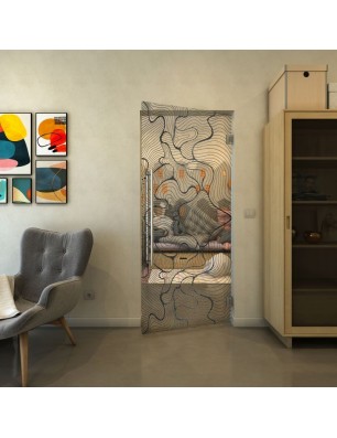 Pendeltür - Fineprint Model 049 Schwarz auf Klarglas