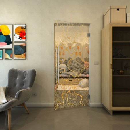 Pendeltür - Fineprint Model 049 Gold auf Klarglas