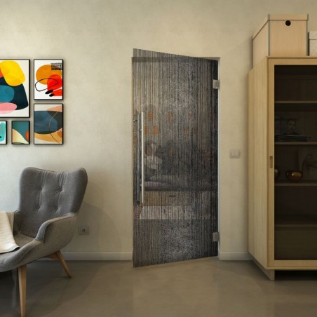 Pendeltür - Fineprint Model 050 Schwarz auf Klarglas