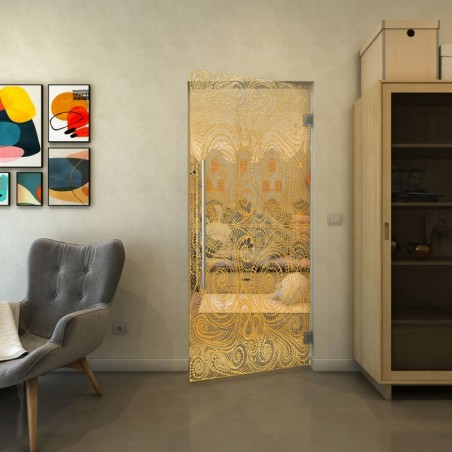 Pendeltür - Fineprint Model 051 Gold auf Klarglas