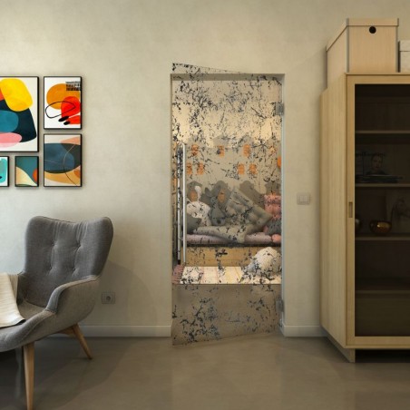 Pendeltür - Fineprint Model 054 Schwarz auf Klarglas