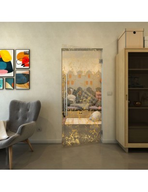 Pendeltür - Fineprint Model 054 Gold auf Klarglas