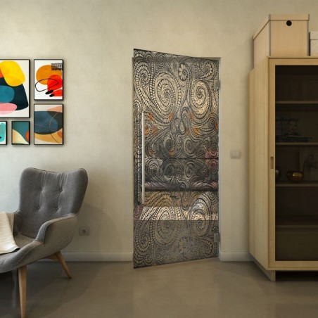 Pendeltür - Fineprint Model 055 Schwarz auf Klarglas