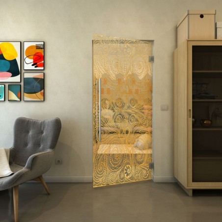 Pendeltür - Fineprint Model 055 Gold auf Klarglas