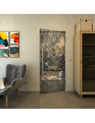 Pendeltür - Fineprint Model 056 Schwarz auf Klarglas