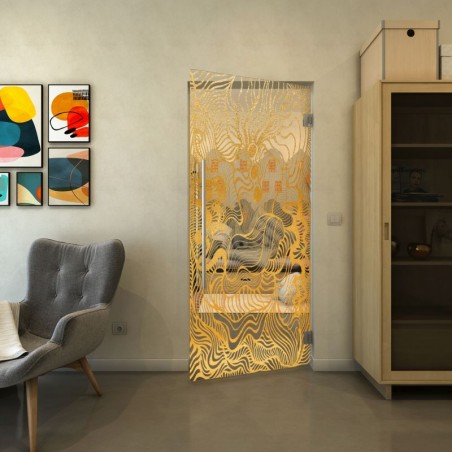 Pendeltür - Fineprint Model 056 Gold auf Klarglas