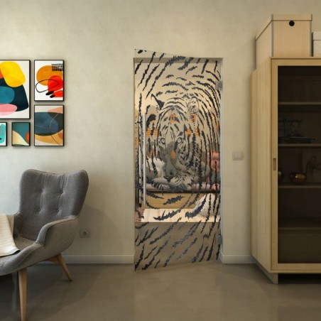 Pendeltür - Fineprint Model 057 Schwarz auf Klarglas