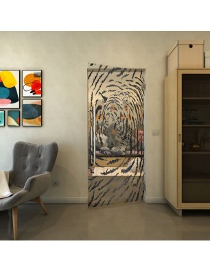 Pendeltür - Fineprint Model 057 Schwarz auf Klarglas