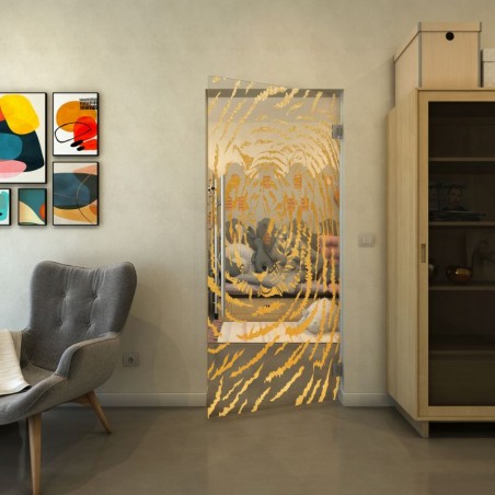 Pendeltür - Fineprint Model 057 Gold auf Klarglas