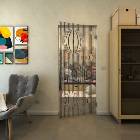 Pendeltür - Fineprint Model 060 Schwarz auf Klarglas