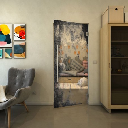 Pendeltür - Fineprint Model 061 Schwarz auf Klarglas