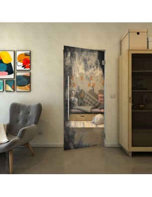 Pendeltür - Fineprint Model 061 Schwarz auf Klarglas