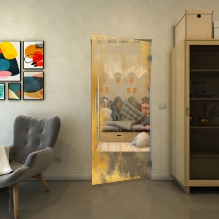 Pendeltür - Fineprint Model 061 Gold auf Klarglas