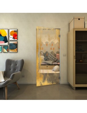 Pendeltür - Fineprint Model 061 Gold auf Klarglas