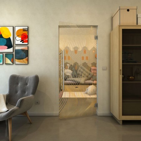 Pendeltür - Fineprint Model 066 Gold auf Klarglas