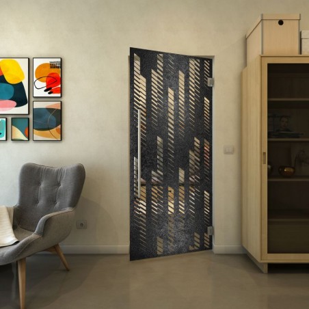 Pendeltür - Fineprint Model 067 Schwarz auf Klarglas