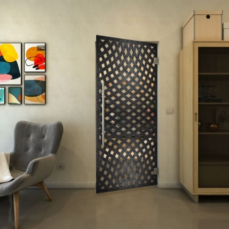 Pendeltür - Fineprint Model 068 Schwarz auf Klarglas