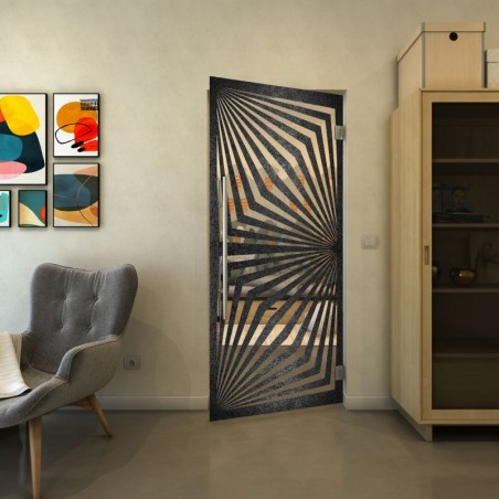 Pendeltür - Fineprint Model 070 Schwarz auf Klarglas