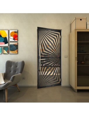 Pendeltür - Fineprint Model 070 Schwarz auf Klarglas