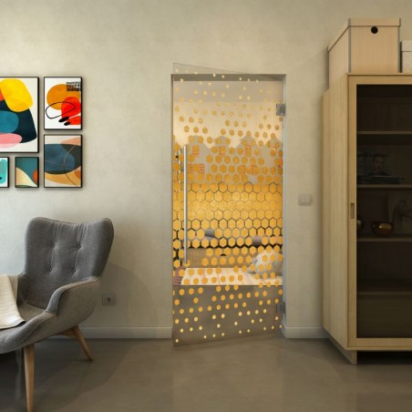 Pendeltür - Fineprint Model 072 Gold auf Klarglas