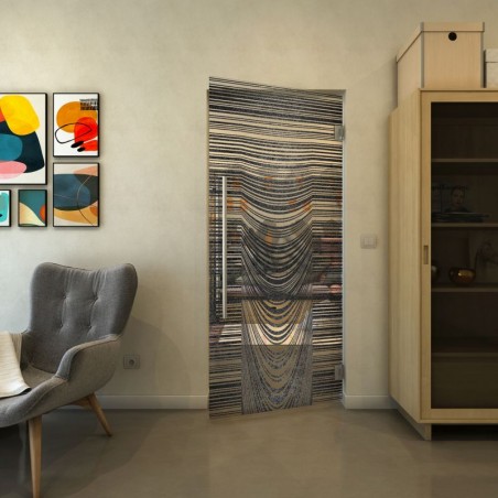 Pendeltür - Fineprint Model 073 Schwarz auf Klarglas