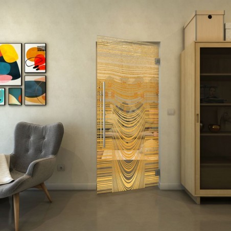 Pendeltür - Fineprint Model 073 Gold auf Klarglas