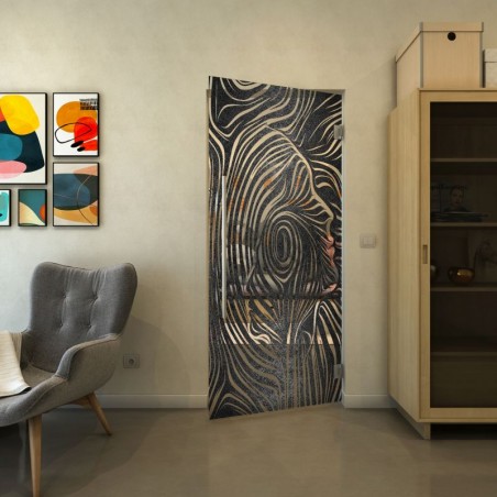 Pendeltür - Fineprint Model 074 Schwarz auf Klarglas