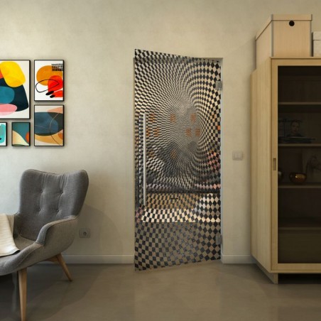 Pendeltür - Fineprint Model 075 Schwarz auf Klarglas