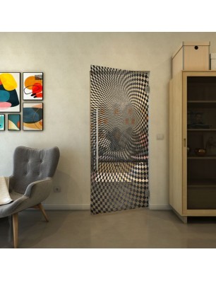 Pendeltür - Fineprint Model 075 Schwarz auf Klarglas