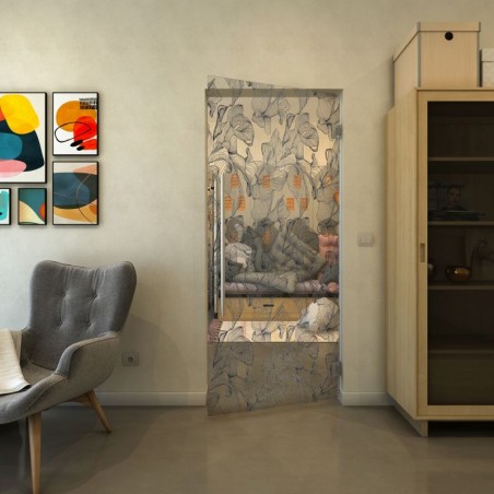 Pendeltür - Fineprint Model 077 Schwarz auf Klarglas