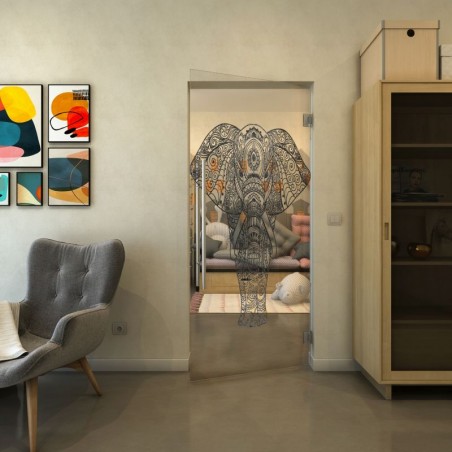 Pendeltür - Fineprint Model 078 Schwarz auf Klarglas