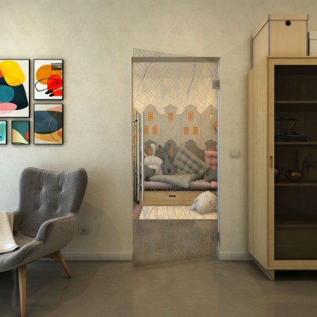 Pendeltür - Fineprint Model 079 Schwarz auf Klarglas